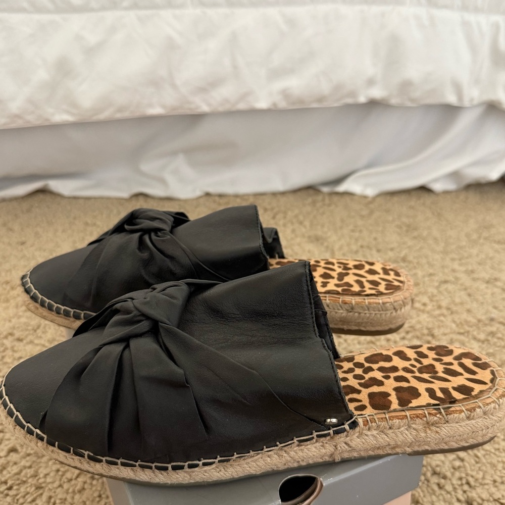 Sam Edelman Black Espadrille Flats with Bow Detail